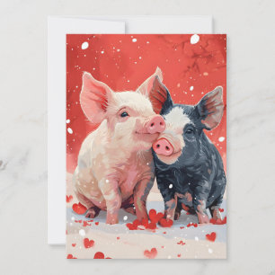 Mini Pigs Valentine's day  Holiday Card