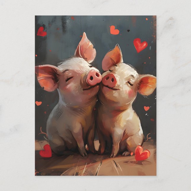 Mini pigs Valentine's Day  Holiday Postcard (Front)