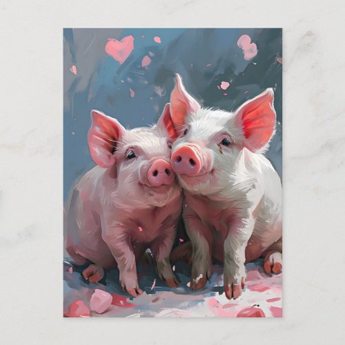 Mini pigs Valentines day  Postcard