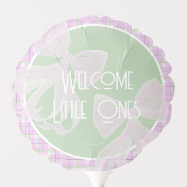 Mini Pink plaid an Coquette pink Bow Balloon (Front)