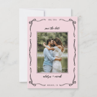 Mini pink whimsical bow photo RSVP card