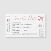 Mini Plane Ticket Destination Save Date Magnet (Front)