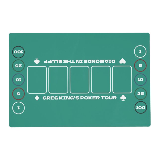 Mini Poker Table Texas Hold'em Green White  Placemat (Front)