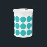 Mini Polka Dots Pitcher<br><div class="desc">Cute and trendy Mini Polka Dots Pitcher. This design features small circle polka dots in turquoise and white. Text can be added to this design to give it a personal touch.</div>