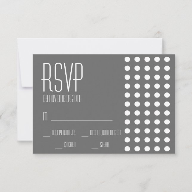 Mini Polka Dots RSVP Cards (Dark Gray) (Front)