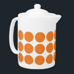 Mini Polka Dots Teapot<br><div class="desc">Cute and trendy Mini Polka Dots Teapot. This design features small circle polka dots in orange and white. Text can be added to this design to give it a personal touch.</div>