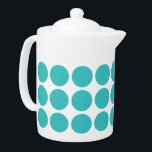 Mini Polka Dots Teapot<br><div class="desc">Cute and trendy Mini Polka Dots Teapot. This design features small circle polka dots in turquoise and white. Text can be added to this design to give it a personal touch.</div>