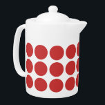 Mini Polka Dots Teapot<br><div class="desc">Cute and trendy Mini Polka Dots Teapot. This design features small circle polka dots in red and white. Text can be added to this design to give it a personal touch.</div>