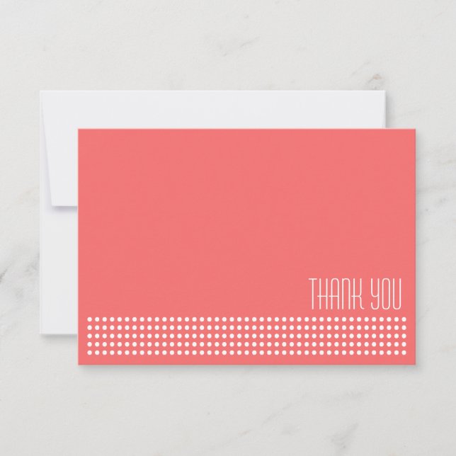 Mini Polka Dots Thank You Note (Coral / White) (Front)