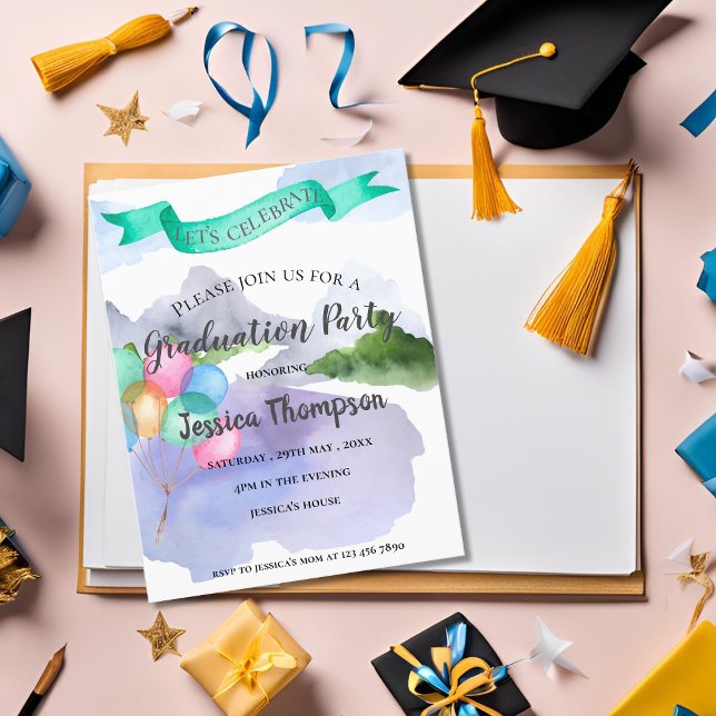 Mini Pretty Watercolor 2026 Graduation Invitation (Mini Pretty Watercolor 2025 Graduation Invitation)