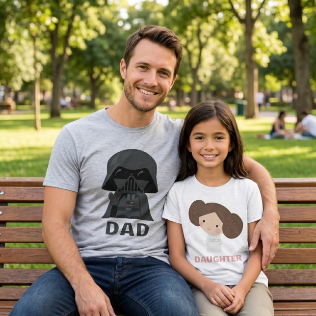 Mini Princess Leia Tri-Blend Shirt (Simulated image of father and son wearing family t-shirts)