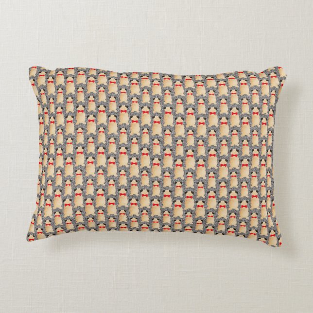 Mini Pug Christmas Decor Accent Pillow  (Back)