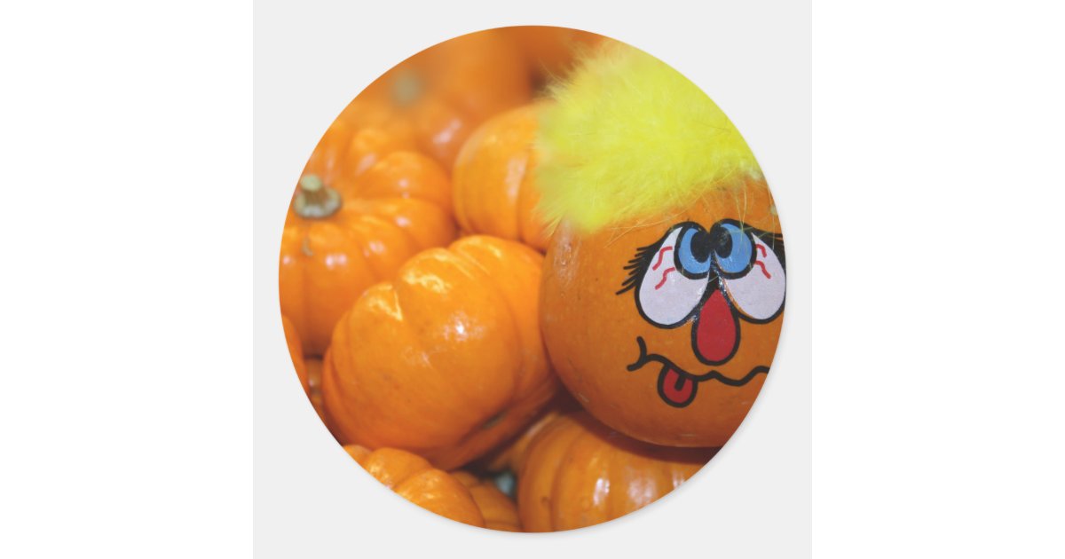 Mini Pumpkin Face Classic Round Sticker | Zazzle