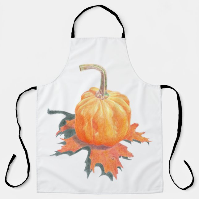 Mini Pumpkin on Autumn Leaf Apron (Front)