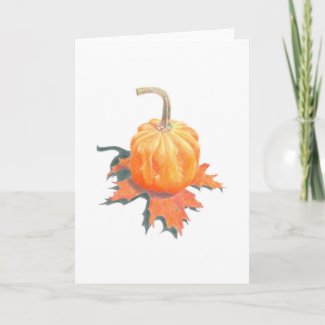 Mini Pumpkin on Oak Leaf Card
