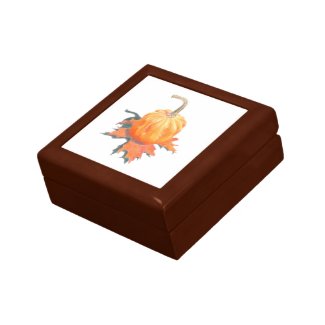 Mini Pumpkin on Oak Leaf Memento Box