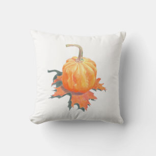 Mini Pumpkin on Oak Leaf Throw Pillow
