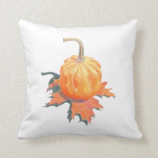 Mini Pumpkin on Oak Leaf Throw Pillow
