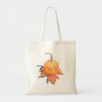 Mini Pumpkin on Oak Leaf Tote Bag