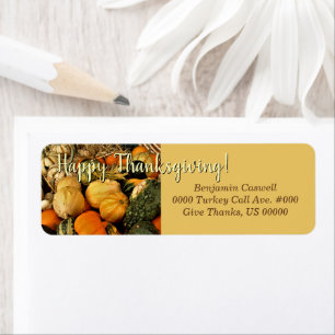 Mini Pumpkins And Gourds / Happy Thanksgiving Label