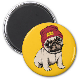 Mini Puppy Hipster Pug Magnet