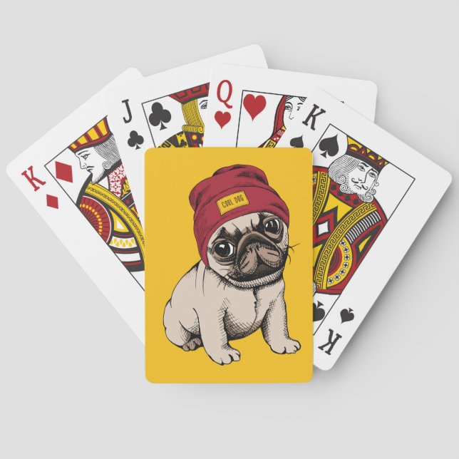Mini Puppy Hipster Pug Poker Cards (Back)