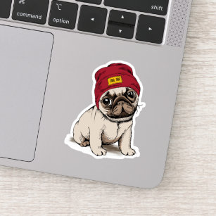Mini Puppy Hipster Pug Sticker
