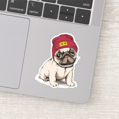 Mini Puppy Hipster Pug Sticker