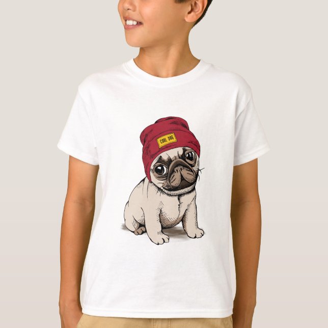 Mini Puppy Hipster Pug T-Shirt (Front)