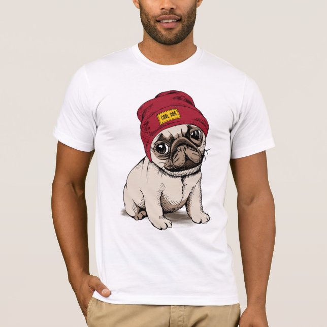 Mini Puppy Hipster Pug T-Shirt (Front)