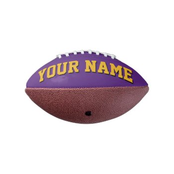 Mini Purple And Gold Personalized Football by MINI_FOOTBALLS at Zazzle