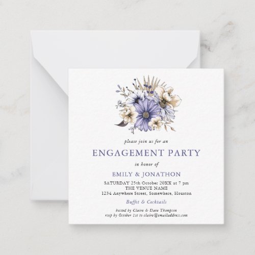 MINI  Purple Cream Floral Engagement Party Invite
