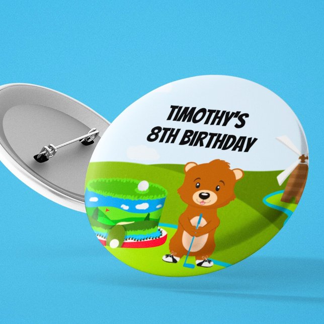 Mini Putt Putt Birthday Cute Gopher Kids Party  Button (Creator Uploaded)