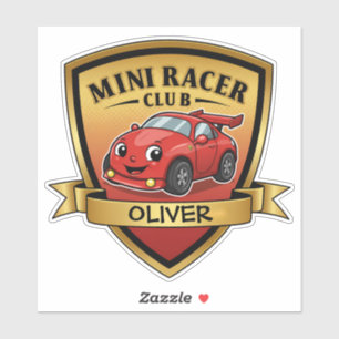 Mini Racer Club Badge – Cute Red Race Car Sticker
