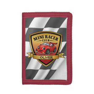 Mini Racer Club Badge – Cute Red Race Car Trifold Wallet
