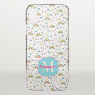Mini Rainbow Toss Retro Pattern Monogram Clear iPhone X Case