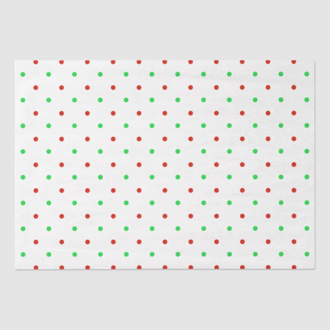 Mini Red and Green Watercolor Polka Dots    Tissue Paper (Front)