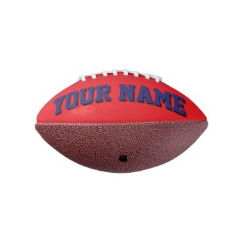 Mini Red And Navy Blue Personalized Football by MINI_FOOTBALLS at Zazzle