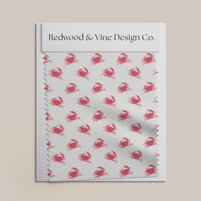 Mini Red Crab Nautical Preppy Print Fabric (Creator Uploaded)