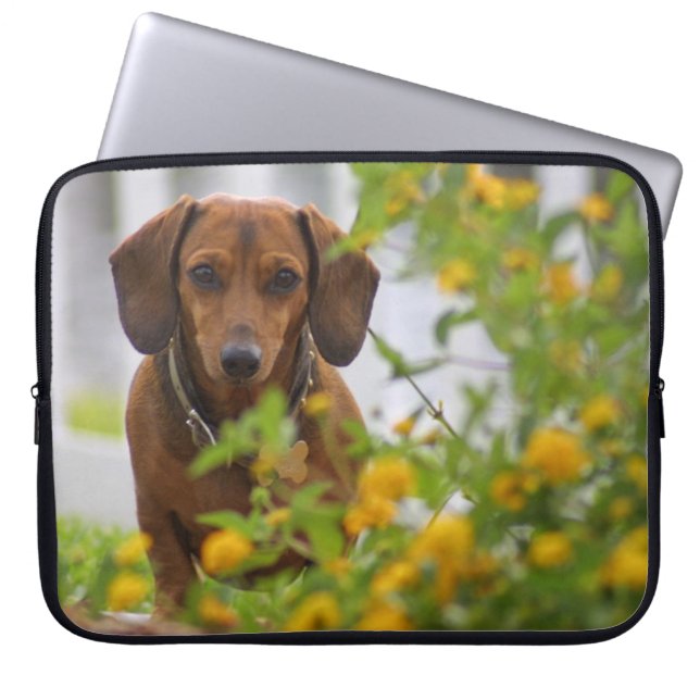 Mini Red Dachshund Laptop Bag (Front)