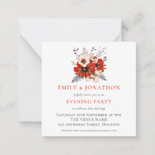 MINI Red Florals Wedding Evening Party Invite