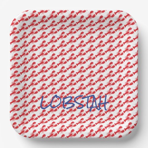 Mini Red Lobsters White Maine Blue LOBSTAH locals Paper Plates