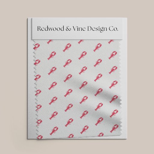 Mini Red Preppy Lobster Print Fabric