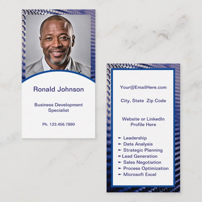 Mini Resume Card | Networking Card Navy Blue (Front/Back)