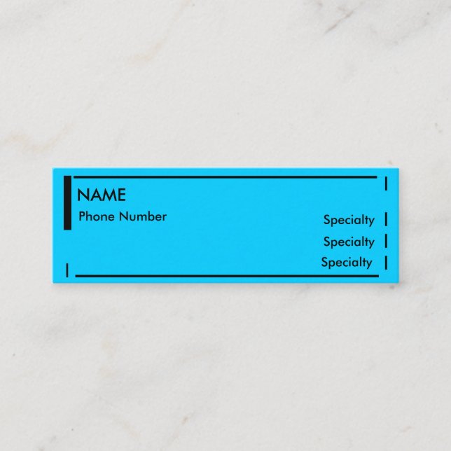 Mini Resume Mini Business Card (Front)