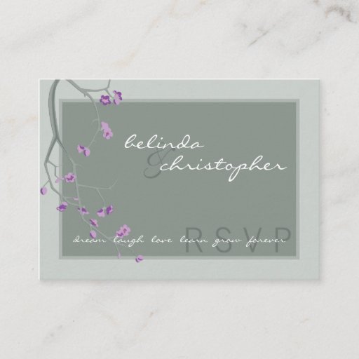 Customizable MINI RSVP REPLY CARD :: cherry blossoms 6L Business Card