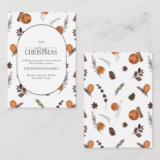 Mini Rustic Orange Arch Merry Christmas Script Note Card (Front/Back)