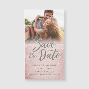 Mini Save the Date Magnets Cheap Rose Gold Gray