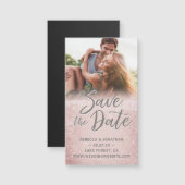 Mini Save the Date Magnets Cheap | Rose Gold Gray (Front/Back)