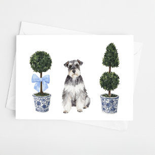 Mini Schnauzer Dog Puppy Topiary Watercolor Card